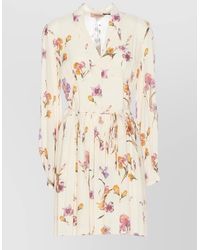 Twinset - Floral-Print V-Neck Long-Sleeve Midi Dress - Lyst