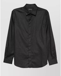 Emporio Armani - Cotton Monogram-Pattern Long-Sleeve Shirt - Lyst