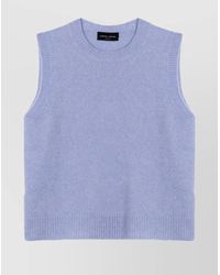 Roberto Collina - Sleeveless Crew Neck Ribbed Hem Waistcoat - Lyst