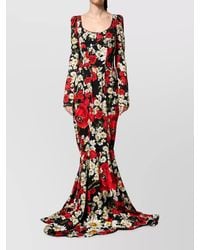 Dolce & Gabbana - Silk Floral-Print Long-Sleeve Maxi Dress - Lyst