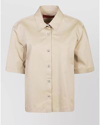 Thelatest - Ben Cotton Shirt Collared Neck Short Sleeves - Lyst
