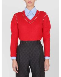 Gucci - Mohair V-Neck Studded Jumper - Lyst