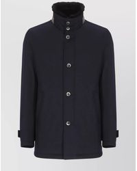 Herno - Long Sleeve Coat With High Collar And Fur - Lyst