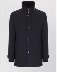 Herno - Structured Virgin Wool Coat With Plush Fur Collar - Lyst