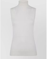 Sportmax - Sleeveless Turtleneck Knit Top Ribbed Hem - Lyst
