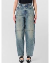 Ganni - Denim Mid-Rise Barrel-Leg Ankle-Length Jeans - Lyst