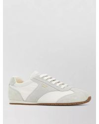 Prada - Suede And Fabric Low-Top Sneakers - Lyst