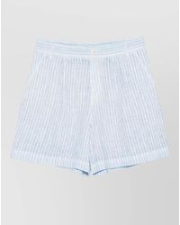 120% Lino - Linen Shorts Pleated Front Belt Loops - Lyst