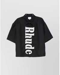 Rhude - Wool Short-Sleeve Logo-Print Shirt - Lyst