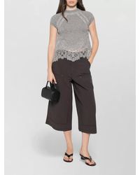 Ermanno Scervino - Cashmere Lace-Trim High-Neck Cap-Sleeve Knitted Top - Lyst