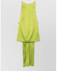 Self-Portrait - Satin Sleeveless Boat Neck Mini Dress - Lyst