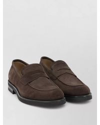Ferragamo - Stefano Suede Loafers Round Toe Rubber Sole - Lyst