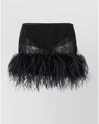 The Attico - High Waist Feather Mini Skirt Sheer Panel - Lyst