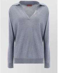 Gucci - Ribbed V-Neck Wool Sweater - Lyst