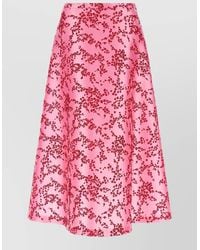 Alberta Ferretti - Silk-Blend Floral-Print Midi A-Line Skirt - Lyst