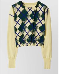 Burberry - Cotton Argyle-Intarsia Cropped Jumper - Lyst