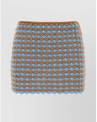Prada - Cotton Two-Tone Crochet Mini Skirt - Lyst
