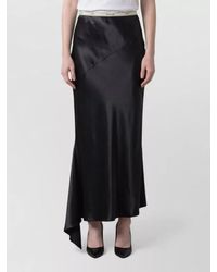 Celine - Viscose Satin Asymmetric Mid-Rise Midi Skirt - Lyst