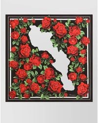 Dolce & Gabbana - Silk Rose-Print Scarf - Lyst