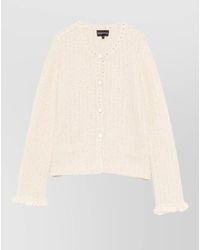 Emporio Armani - Knit Blazer Jacket Fringe Round Neck - Lyst