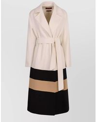 Max Mara - Long Wool Coat Belted Waist Lapels - Lyst