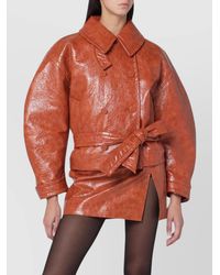 ANDAMANE - Leather-Effect Belted Double-Breasted Coat - Lyst