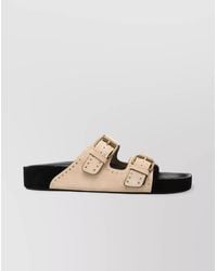 Isabel Marant - Leather Studded Asymmetric Slide Sandals - Lyst
