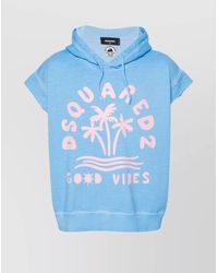 DSquared² - Crewneck Sweater With Cap Sleeves And Graphic Print - Lyst