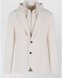 Eleventy - Wool Hooded Blazer Tailored Notch Lapels - Lyst