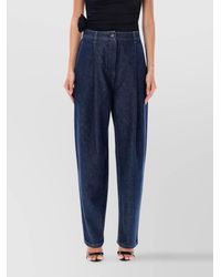 Magda Butrym - Denim Pleated Wide-Leg Trousers - Lyst