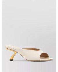 Ferragamo - Igea Leather Mules Peep Toe Sculptural Heel - Lyst