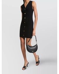 Michael Kors - Ribbed V-Neck Sleeveless Mini Dress With Button Detailing - Lyst