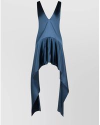 JW Anderson - Draped Satin V-Neck Dress With Asymmetric Hem - Lyst