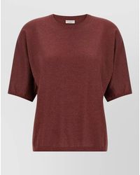 Brunello Cucinelli - Cashmere Silk Fine-Knit Crew-Neck Short-Sleeve Sweater - Lyst