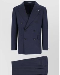 Tagliatore - Tailored Suit With Belt Loops And Double-Breasted Design - Lyst