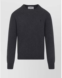 Ami Paris - Cotton Ribbed Crewneck Sweater - Lyst
