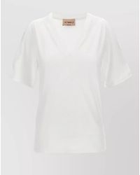 Le twins - Cotton V-Neck Cutout Short-Sleeve T-Shirt - Lyst