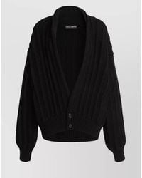 Dolce & Gabbana - Ribbed Virgin Wool Long-Sleeve Cardigan - Lyst