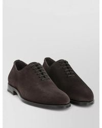 Ferragamo - Suede Oxford Shoes Almond Toe Leather Sole - Lyst