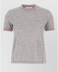 Thom Browne - Wool Blend T Shirt Crew Neck Trim - Lyst