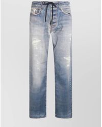 DIESEL - Straight Trousers With Belt Loops And Faded Wash - Lyst