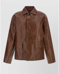 Prada - Leather Single-Breasted Coat - Lyst