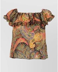 Etro - Off Shoulder Paisley Top Short Sleeves - Lyst