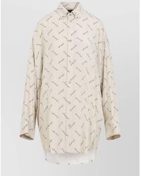 Balenciaga - Viscose Oversized Logo-Print Shirt - Lyst
