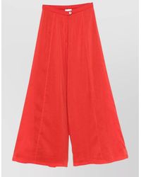 forte_forte - Cotton Silk Wide Leg Trousers Button Detail - Lyst