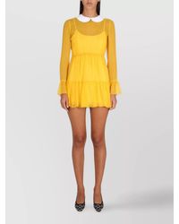Gucci - Silk Crepe Semi-Sheer Layered Bib-Collar Long-Sleeve Mini Dress - Lyst