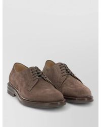 Brunello Cucinelli - Suede Derby Shoes Round Toe Rubber Sole - Lyst