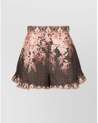 Zimmermann - Silk Blend High Waist Ruffle Hem Shorts - Lyst