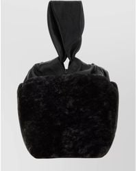 Jil Sander - Drawstring Bucket Shearling Leather Clutch Bag - Lyst