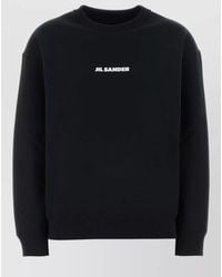 Jil Sander - Cotton Crew Neck Sweatshirt Ribbed Trims - Lyst